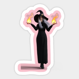 Halloween Witch On Fire Sticker